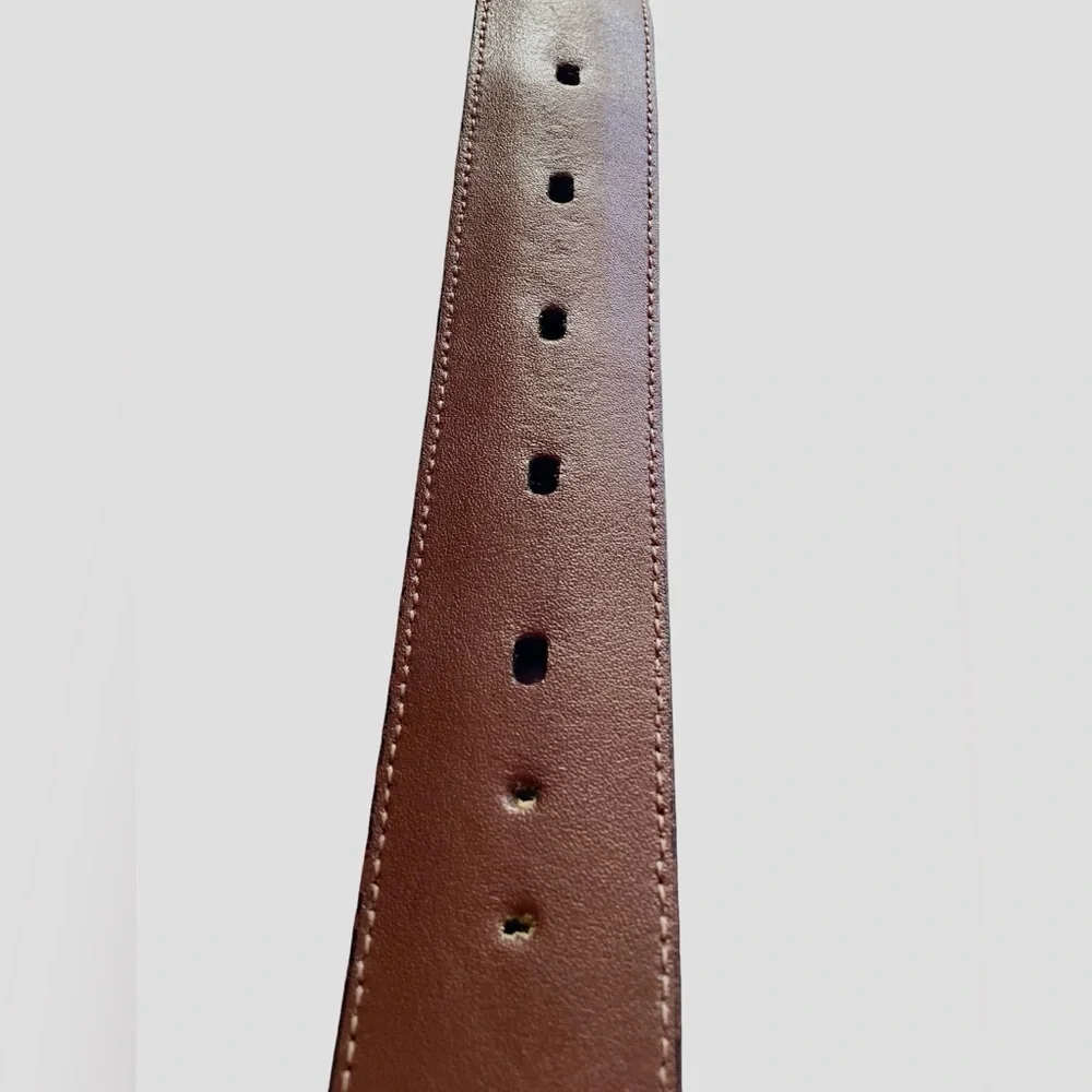 Leather Silver Brown Belt Sz 42